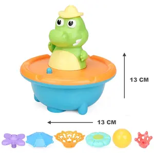 2022宜城新款DIY 5模式点亮电动浴缸喷泉鳄鱼自动水淋浴动物玩具喷雾鳄鱼
