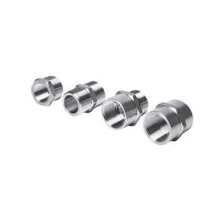 Stainless Steel Explosion-proof Pipe Joint Sanitary Stainless Steel Thread Fittings Hex Adapter SS304 316L Thread Hexagon Nipple