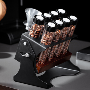 Rak Pajangan Biji Kopi yang Dapat Disesuaikan untuk Biji Kopi, Teh, Perlengkapan Espresso dengan Rak Pajangan Kayu dan Corong - Product Image 4