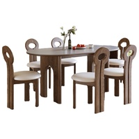 Ensemble table et chaises rondes en bois massif, design moderne mi-siècle, écologique, durable, meubles pour la maison, appartement et hôtel