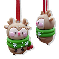 Ornements de Noël en PVC 3D Père Noël Pendentif d'arbre de Noël suspendu en plastique Décorations de Noël d'extérieur