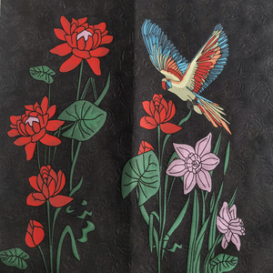 Nais Chất Lượng Cao Cotton Màu Đen Màu Đỏ 3D Thổ Cẩm Dệt Lotus Parrot Bird Floral Jacquard Nổi Dresses Vải Cho Phụ Nữ Ăn Mặc - Product Image 1