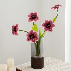 Tulipanes Artificiales Meng Jie, Flores de Poliéster Rojo Anaranjado, Arreglo Decorativo de Escritorio - Product Image 3