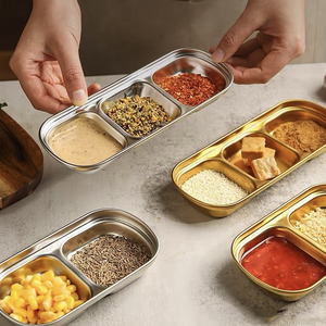 Piattini per Salse Coreane in Acciaio Inox, Contenitori Compartimentati per BBQ e Hot Pot, Ideali per Ristoranti e Buffet - Product Image 6