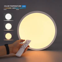 Plafonnier RGB, ultra fin, rond, encastré, avec anneau lumineux ambiant, télécommande, 3 couleurs réglables, pour chambre à coucher