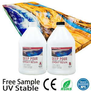 Résine époxy auto-nivelante transparente comme du cristal, <span class=keywords><strong>kit</strong></span> 1:1 pour la coulée de tables en résine et les comptoirs de cuisine haute brillance, qualité alimentaire - Product Image 1