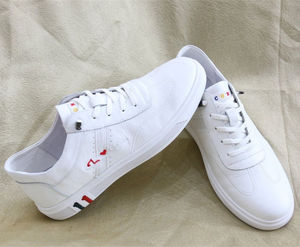 Última moda Casual ocio al aire libre zapatilla <span class=keywords><strong>de</strong></span> <span class=keywords><strong>deporte</strong></span> uso diario hombres zapato <span class=keywords><strong>de</strong></span> cuero blanco - Product Image 3