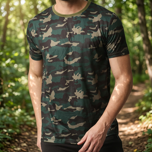 เสื้อยืดพิมพ์ลายสับลิเมชั่นแบบเต็มตัว ขายดี รุ่นฮิต สำหรับล่าสัตว์ เดินป่า แขนสั้น ทรงเข้ารูป ผ้าฝ้าย ลายพราง สำหรับผู้ชาย - Product Image 2