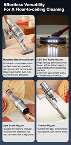 Máy hút bụi cầm tay không dây abir vc205, 25000PA, màn hình cảm ứng, cảm biến bụi thông minh, điều khiển tốc độ tự động cho Thảm trải giường gia đình sạch sẽ - Product Image 4