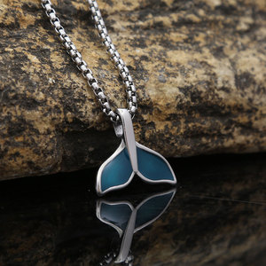 Collar con Colgante de Cola de Ballena de Acero Inoxidable yunnique, Diseño Animal Azul Océano, Joyería de Moda - Product Image 1