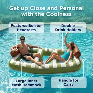 Outdoor Summer Large <b>Inflatable</b> Pool Float Hammock for Adults Sun Bathing Tanning Mesh Raft Water Lounger Beach Lake Party - Product Image 4