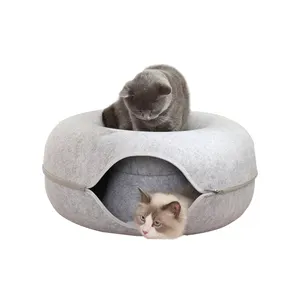 사용자 정의 크기 M/L 실내 애완 동물 놀이 저항 도넛 고양이 동굴 고양이 터널 침대