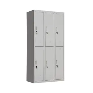 Armários de metal para funcionários, armários de aço com 6 portas, roupas para escritório, pessoal