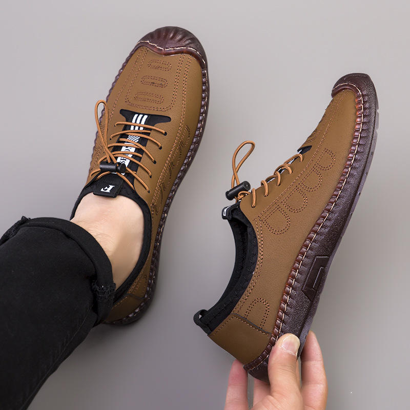 Scarpe da uomo nere e marroni in pelle sintetica antiscivolo di