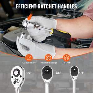 Juego de herramientas mecánicas Db Wholesale de 207 piezas, con vasos de 1/4, 3/8, 1/2 pulgada, medidas SAE y métricas para vehículos. - Product Image 5