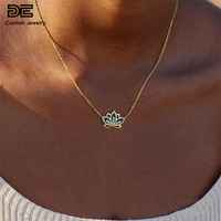 Collier élégant de style chic avec pendentif en forme de lotus en argent sterling, chaîne plaquée or, collier en forme de lotus pour femmes