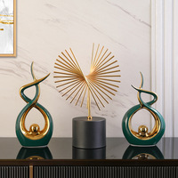 Vente en gros de statues en céramique dorées avec perles, décoration d'intérieur moderne nordique de luxe, ornement de table pour salon, bureau, cadeau de Noël