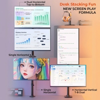 Support de moniteur double écran empilé verticalement, hauteur 850 mm, support de bureau pour 2 écrans, 14-32 pouces, 10 kg/écran, vente en gros personnalisée en usine
