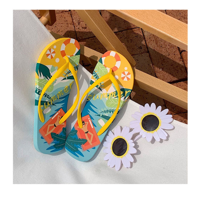 Summer Beach Beach Flip Flops Girls Custom Logo PVC Flips-flops Slippers Women