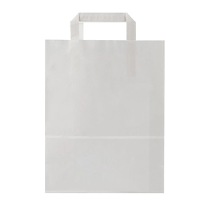 White Kraft Paper Flat Handle Shopping Bags for Retail and Gift Packaging Durable Paper Carry Bags for Clothing Shoes Bakery - Product Image 1