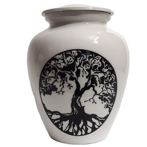 Urna Funeraria de Aluminio Estilo Americano de Alta Calidad con Logotipo Personalizable, 10 Pulgadas, Acabado Blanco/Negro, Radiance International, Popular - Product Image 2