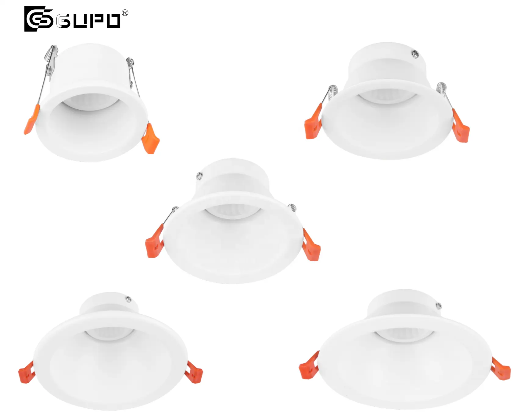 GUPO Metal kesim boyutu 75mm 95mm 105mm 125mm 140mm Ajustable COB LED modüler değiştirilebilir GU5.3 gugu10 LED Spot aşağı işık çerçeveleri