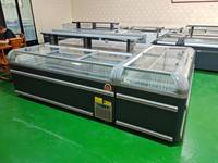 Vitrine professionnelle pour glaces, congélateur îlot en verre incurvé, réfrigérateur pour desserts surgelés, refroidisseur personnalisable pour la vente au détail