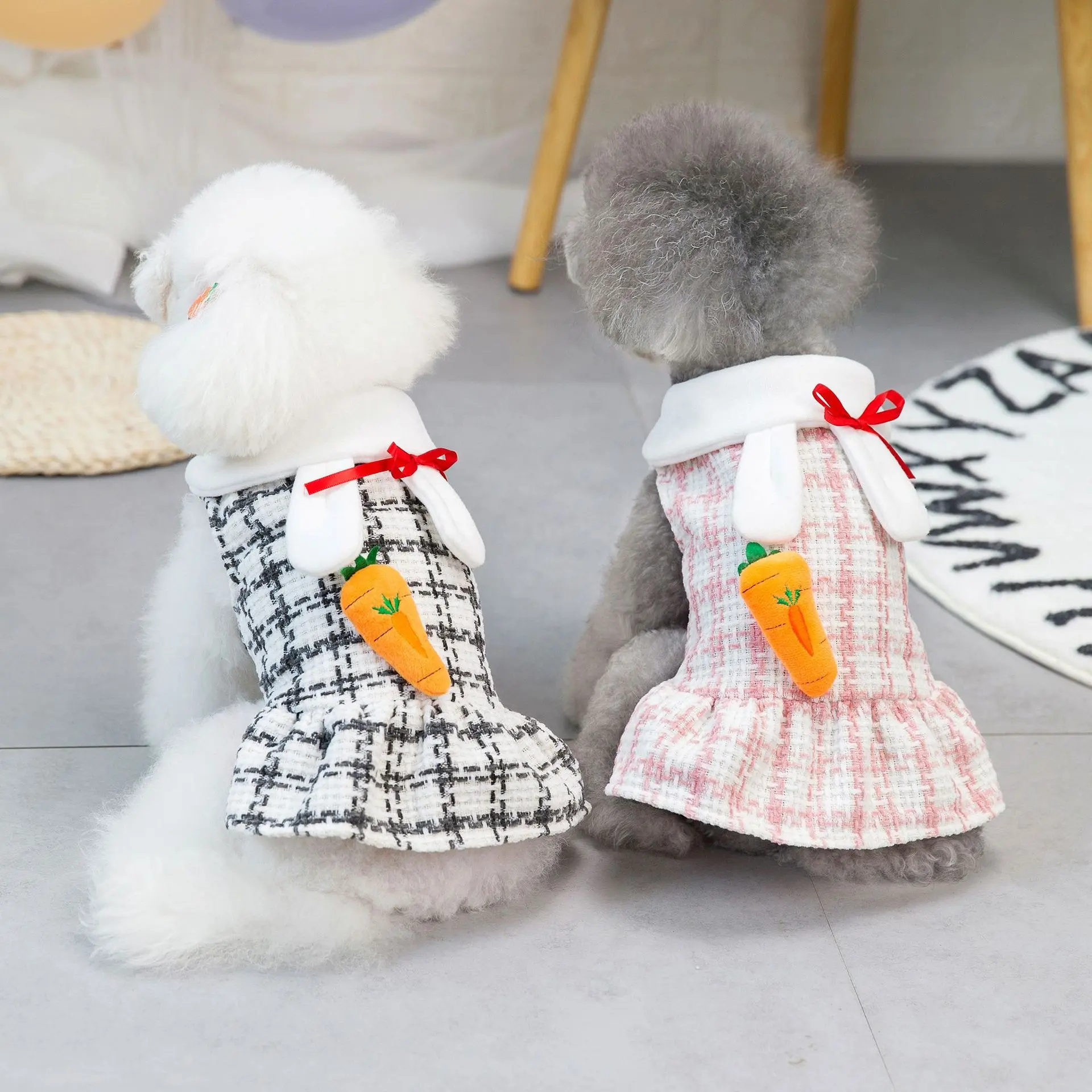 Lapin motif vêtements pour animaux de compagnie pour chiens robe jupes bête Teddy jupes pour animaux de compagnie printemps été mince Style jupe en laine