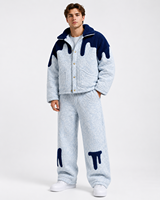 Ensemble de survêtement d'hiver pour homme MENGTU, veste matelassée respirante personnalisée, pantalon, garniture en polaire, col en sherpa, streetwear