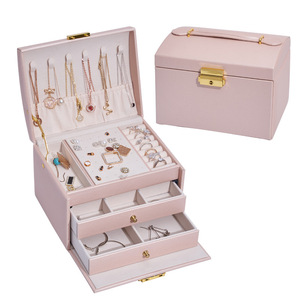 <b>Jewelry</b> Display Case Portable <b>Jewelry</b> Storage Box Layer With Drawer Case <b>Jewelry</b> Carry Case - Product Image 5