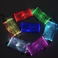 Masque facial plat lumineux LED bleu néon, plissé, réutilisable, lavable, masque de rave pour fête et festival