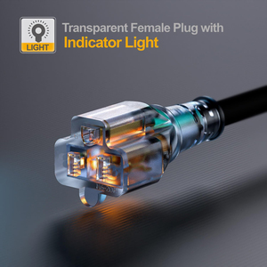 Cable de Extensión con Enchufe NEMA de 3 Pines para EE. UU., Cable de Alimentación Macho a Hembra con Luz LED, 125V 10A, Revestimiento de PVC - Product Image 5