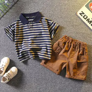 コニソン新着ソフトコットンキッズ服セット男の子夏のファッション服セット夏の男の子服Tシャツとショーツの衣装