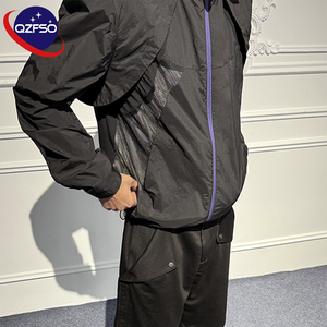 QZFSO Custom Streetwear <b>Lightweight</b> Mesh Zip up Windbreaker Breathable Quick-dry Polyester Sun Protection <b>Jacket</b> With Hood - Product Image 3
