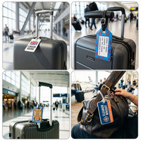 Étiquettes de bagages en PVC souple personnalisées 2D 3D avec logo et nom, avec boucle en plastique, étiquettes de bagages en PVC pour la vente en gros