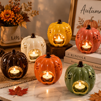 Support de bougie en céramique en forme de citrouille, lanterne décorative pour Halloween, décoration d'automne pour la maison, vente en gros