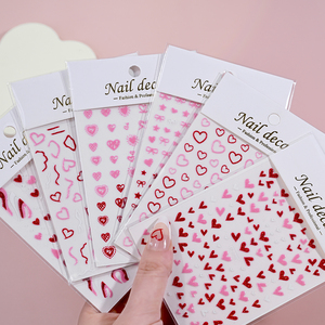 1 unidad de pegatinas 3D para uñas con diseño de corazón de amor, calcomanías adhesivas, rojo, rosa, <span class=keywords><strong>San</strong></span> Valentín, decoración de uñas, deslizadores, <span class=keywords><strong>manicura</strong></span> - Product Image 1