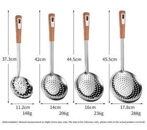 Utensilios de Cocina de Acero Inoxidable, Juego de Cucharas y Espátulas con Mango de PP con Aspecto de Madera, Colador, Utensilios de Cocina para Cocinar - Product Image 6