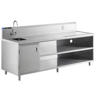 Heavybao Mangkuk Wastafel Komersial Meja Kerja, Wastafel Tunggal Meja Wastafel Disesuaikan Stainless Steel Bar Restoran