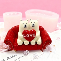 Valentinstag LOVE Herz Paar Eisbär Sofa Silikonform Kuchenform Mousseform für Kuchendekoration Schokoladenform Gipsform