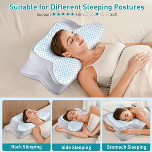 Grosir busa memori ortopedi bantal tempat tidur serviks bantal ergonomis untuk tidur kontur leher bantal pendingin - Product Image 2