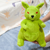 Jouet en peluche de kangourou vert personnalisé ODM/OEM-Animal en peluche ultra-doux avec yeux rouges et accent de cicatrice