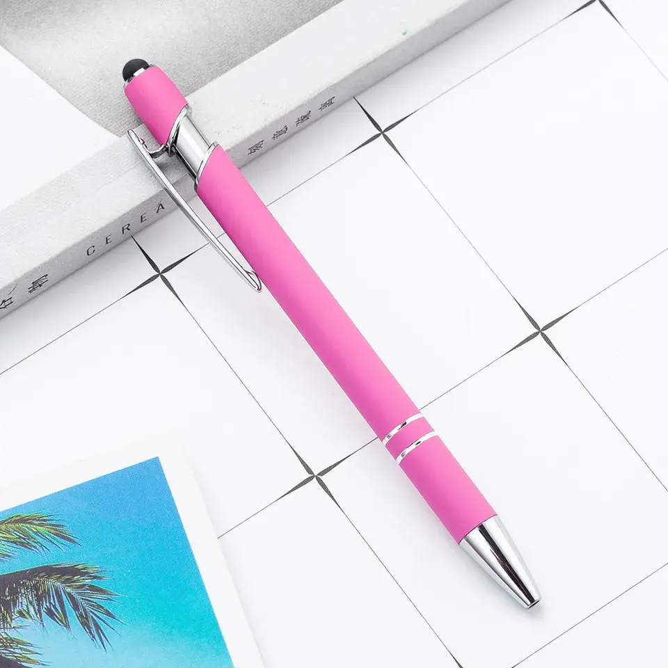 Hot Selling Promotional New Multifunction Ball Stylus Soft Touch Screen Pen 2 In 1 With Custom Logo Metal Ballpoint Pens