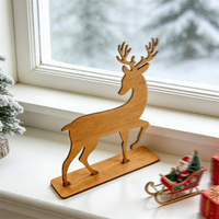 Décoration de table écologique en bois naturel lavable en forme de renne avec technique de découpe pour l'accentuation décorative de Noël à la maison