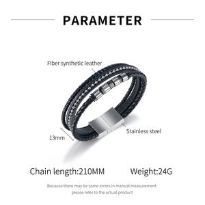 <span class=keywords><strong>OYA</strong></span> Jewelry bracciali in pelle alla moda da uomo bracciali in corda intrecciata multistrato in acciaio inossidabile per bracciali maschili femminili - Product Image 2