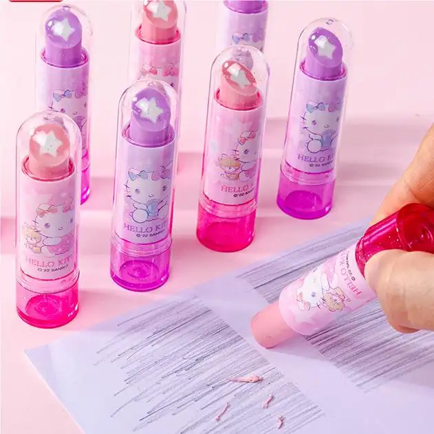 Venta al por mayor de papelería Kawaii diseño de lápiz labial borrador para niños creatividad estudiante borrador material escolar sonrisa familia borrador