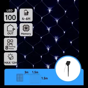 Catena di luci solari piatte, luce bianca fredda, + 1,5m x 1,5m, ideale per decorare esterni e creare atmosfere calde e accoglienti - Product Image 1