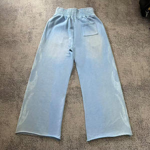 Erkek yüksek kalite % 100% pamuk koşu pantolonları 400gsm geniş düz boynuz tasarım özel boy düz bel spor için - Product Image 1