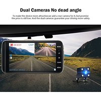 Yikoo DV430 Caméra embarquée double objectif 4,0 pouces 1080P Écran tactile Vision nocturne Enregistrement en boucle Garantie 12 mois Adaptation universelle pour voiture Noir