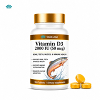 Comprimés de Vitamine D3 2000 UI 50 mcg – Complément de Vitamine D pour la Santé Osseuse, le Soutien Immunitaire et Musculaire – Adultes et Adolescents – OEM